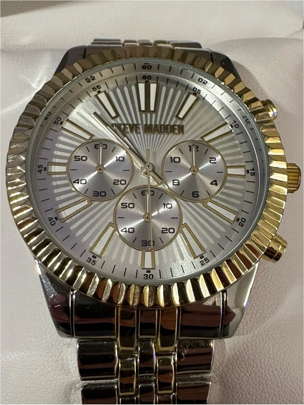BRAND NEW Steve Madden Silver & Gold Tone Chronograph Style Bracelet Watch